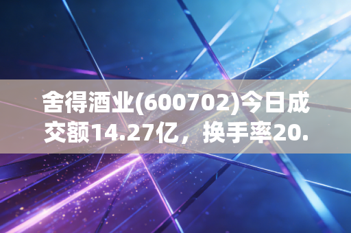 舍得酒业(600702)今日成交额14.27亿，换手率20.99万，资金流出明显