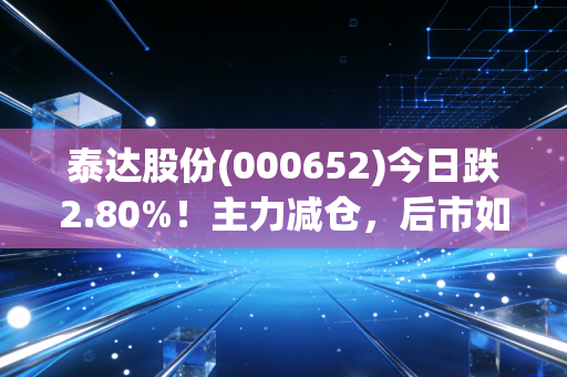 泰达股份(000652)今日跌2.80%！主力减仓，后市如何？