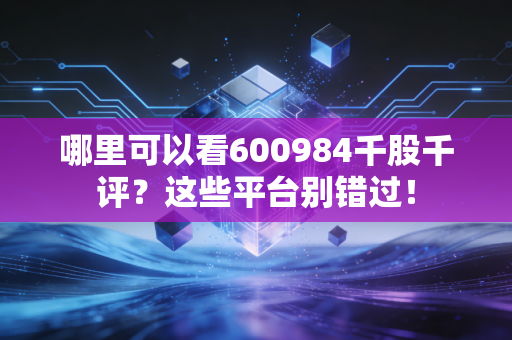 哪里可以看600984千股千评？这些平台别错过！