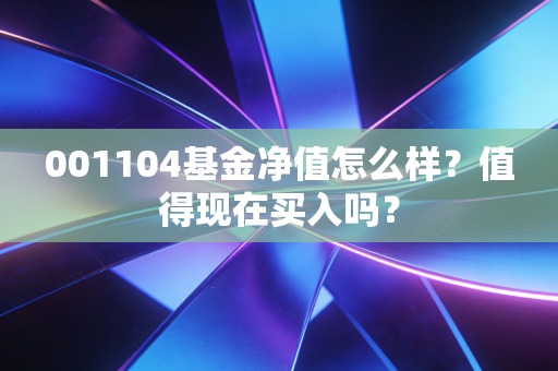 001104基金净值怎么样?值得现在买入吗?