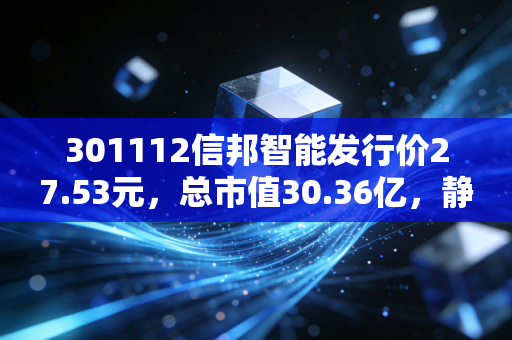 301112信邦智能发行价27.53元，总市值30.36亿，静态PE37.63！