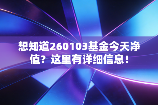 想知道260103基金今天净值?这里有详细信息!