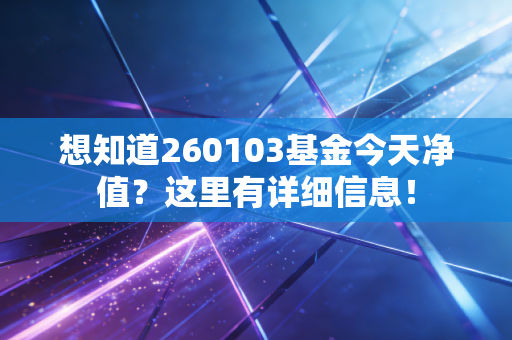 想知道260103基金今天净值?这里有详细信息!