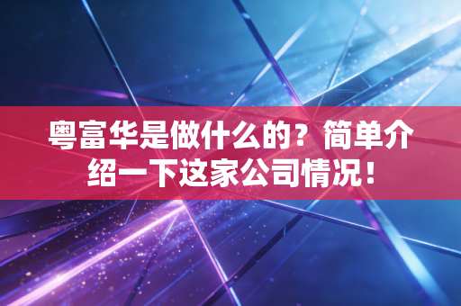 粤富华是做什么的?简单介绍一下这家公司情况!