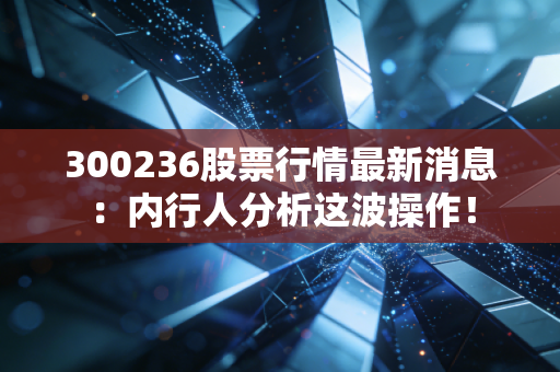 300236股票行情最新消息：内行人分析这波操作！