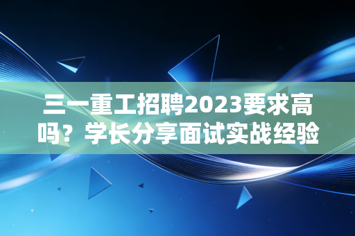 三一重工招聘2023要求高吗？学长分享面试实战经验！