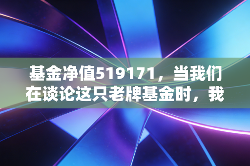 基金净值519171，当我们在谈论这只老牌基金时，我们在谈论什么？