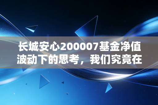 长城安心200007基金净值波动下的思考,我们究竟在追求什么样的安心?