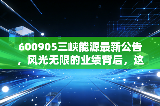600905三峡能源最新公告,风光无限的业绩背后,这只绿电压舱石值得重仓吗?