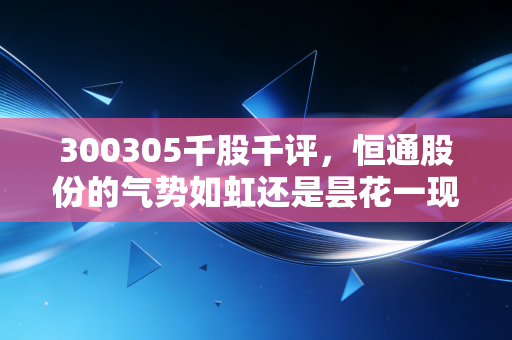300305千股千评,恒通股份的气势如虹还是昙花一现?深度剖析这只物流能源股的真实成色