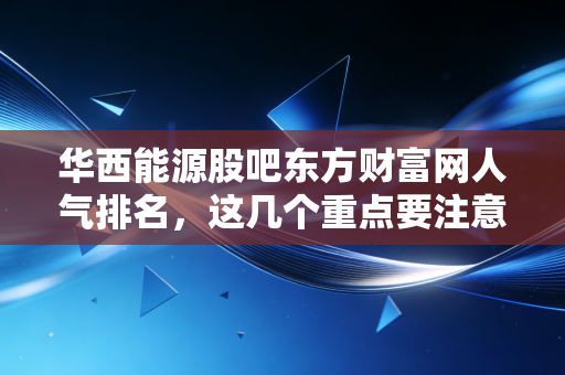 华西能源股吧东方财富网人气排名,这几个重点要注意!