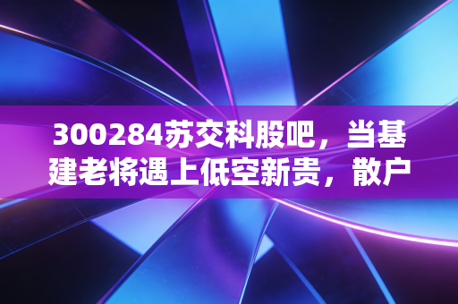 300284苏交科股吧,当基建老将遇上低空新贵,散户的狂欢还是价值回归?
