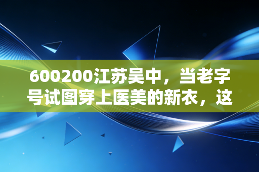600200江苏吴中，当老字号试图穿上医美的新衣，这场豪赌你看懂了吗？