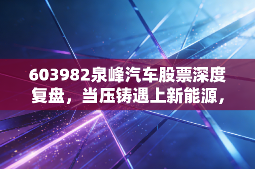 603982泉峰汽车股票深度复盘,当压铸遇上新能源,这颗螺丝钉能否炼成金条?
