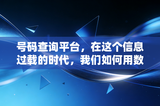 号码查询平台，在这个信息过载的时代，我们如何用数据守住钱袋子？