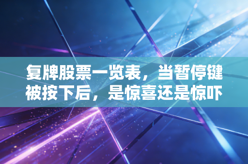 复牌股票一览表，当暂停键被按下后，是惊喜还是惊吓？