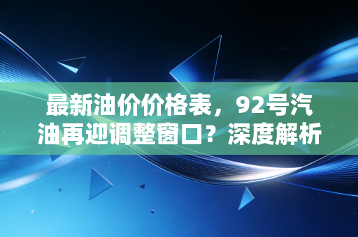 最新油价价格表，92号汽油再迎调整窗口？深度解析这一轮油价波动背后的经济账