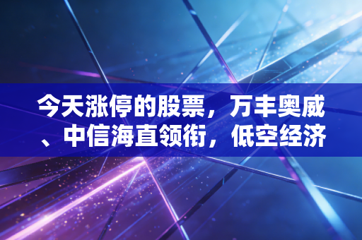 今天涨停的股票，万丰奥威、中信海直领衔，低空经济是未来的天空还是现在的泡沫？