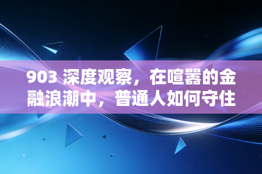 903 深度观察,在喧嚣的金融浪潮中,普通人如何守住财富的诺亚方舟?