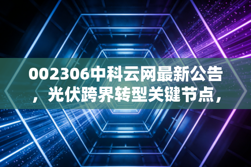 002306中科云网最新公告，光伏跨界转型关键节点，是绝地反击还是最后的疯狂？