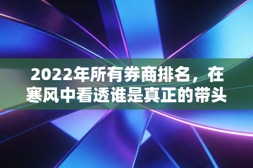 2022年所有券商排名，在寒风中看透谁是真正的带头大哥