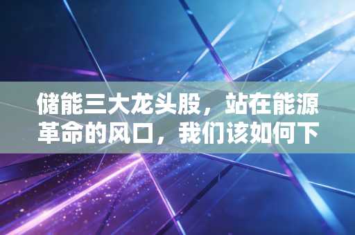 储能三大龙头股，站在能源革命的风口，我们该如何下注？