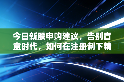 今日新股申购建议,告别盲盒时代,如何在注册制下精准捕获肉签?