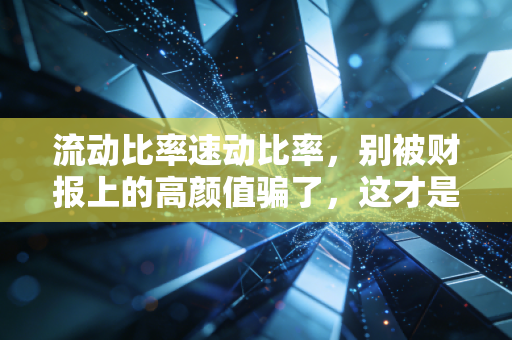 流动比率速动比率，别被财报上的高颜值骗了，这才是企业活下去的真正底牌
