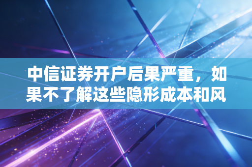 中信证券开户后果严重，如果不了解这些隐形成本和风险，你的钱包真的会大出血