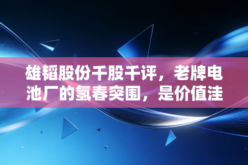 雄韬股份千股千评，老牌电池厂的氢春突围，是价值洼地还是概念炒作？