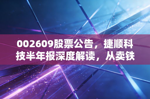 002609股票公告,捷顺科技半年报深度解读,从卖铁杆到云托管,这只老牌龙头还能否穿越周期?