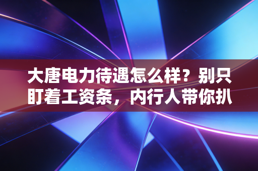 大唐电力待遇怎么样？别只盯着工资条，内行人带你扒一扒五大电之一的真实账本