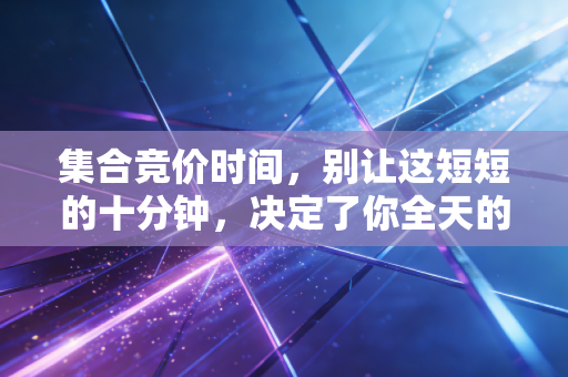 集合竞价时间，别让这短短的十分钟，决定了你全天的盈亏