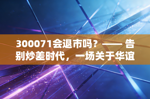 300071会退市吗?—— 告别炒差时代,一场关于华谊嘉信退市背后的深度复盘