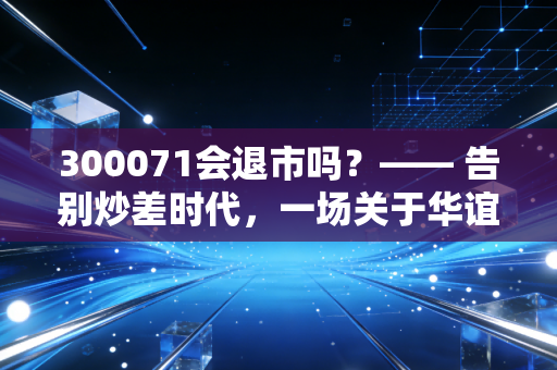 300071会退市吗?—— 告别炒差时代,一场关于华谊嘉信退市背后的深度复盘