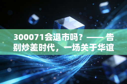 300071会退市吗？—— 告别炒差时代，一场关于华谊嘉信退市背后的深度复盘