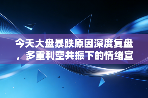 今天大盘暴跌原因深度复盘，多重利空共振下的情绪宣泄，普通投资者该如何守住钱袋子？