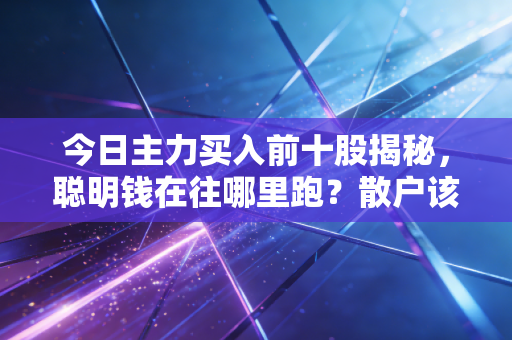今日主力买入前十股揭秘，聪明钱在往哪里跑？散户该如何跟车不被甩？