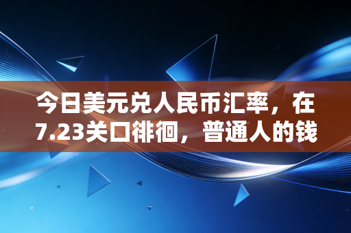 今日美元兑人民币汇率，在7.23关口徘徊，普通人的钱袋子该如何安放？