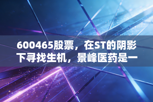 600465股票,在ST的阴影下寻找生机,景峰医药是一场豪赌还是价值回归?