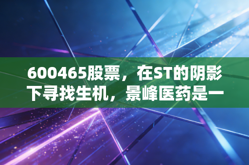 600465股票，在ST的阴影下寻找生机，景峰医药是一场豪赌还是价值回归？