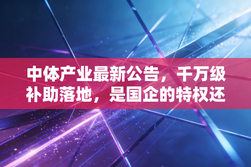 中体产业最新公告,千万级补助落地,是国企的特权还是转型的拐点?