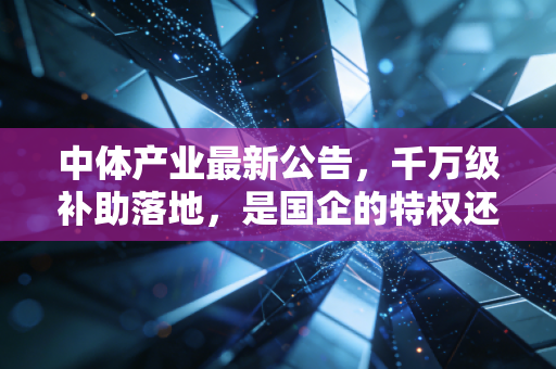 中体产业最新公告，千万级补助落地，是国企的特权还是转型的拐点？