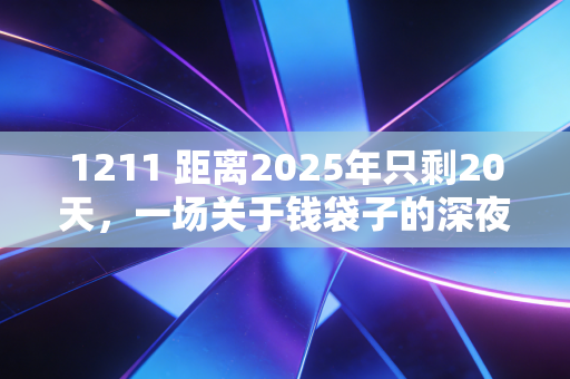 1211 距离2025年只剩20天，一场关于钱袋子的深夜复盘与救赎