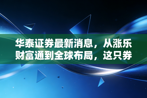 华泰证券最新消息，从涨乐财富通到全球布局，这只券商龙头还能带给我们什么惊喜？