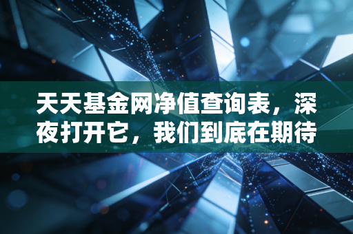 天天基金网净值查询表,深夜打开它,我们到底在期待什么?