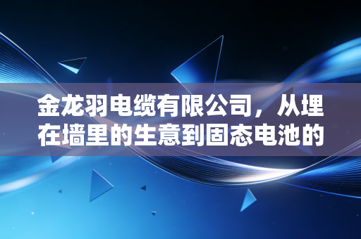 金龙羽电缆有限公司,从埋在墙里的生意到固态电池的资本狂想