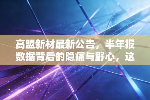 高盟新材最新公告，半年报数据背后的隐痛与野心，这家胶粘剂老将还能打吗？