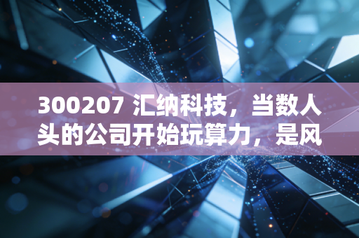 300207 汇纳科技，当数人头的公司开始玩算力，是风口还是陷阱？