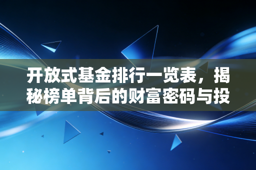 开放式基金排行一览表,揭秘榜单背后的财富密码与投资陷阱